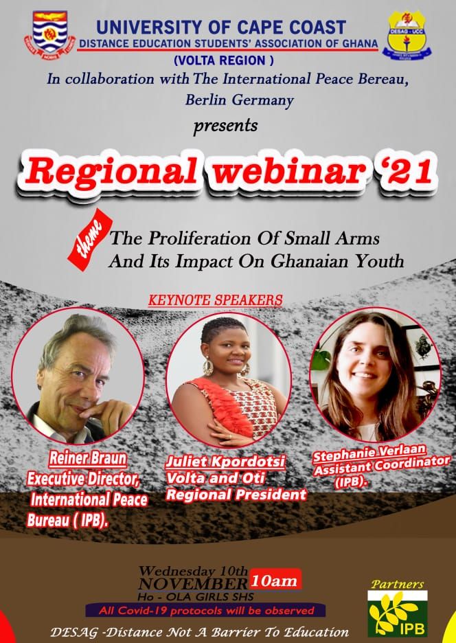 REPORT ON THE VOLTA REGION DESAG WEBINAR AT OLA GIRLS, HO ON 10TH NOVEMBER, 2021 ON THE TOPIC “THE PROLIFERATION OF SMALL ARMS AND ITS IMPACT ON GHANAIAN YOUTH”