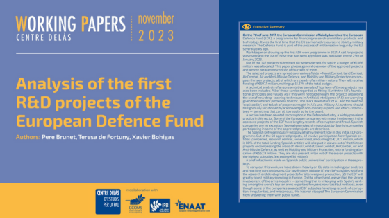 New working paper: Analysis of the first R&D projects of the European Defence Fund