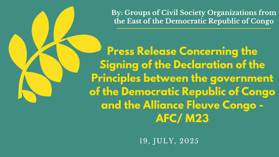 Press Release Concerning the Signing of the Declaration of the Principles between the government of the Democratic Republic of Congo and the Alliance Fleuve Congo – AFC/ M23